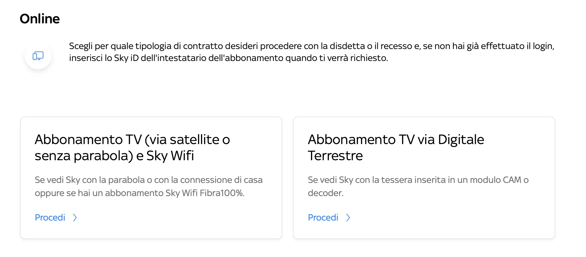 annullamento abbonamento sky online