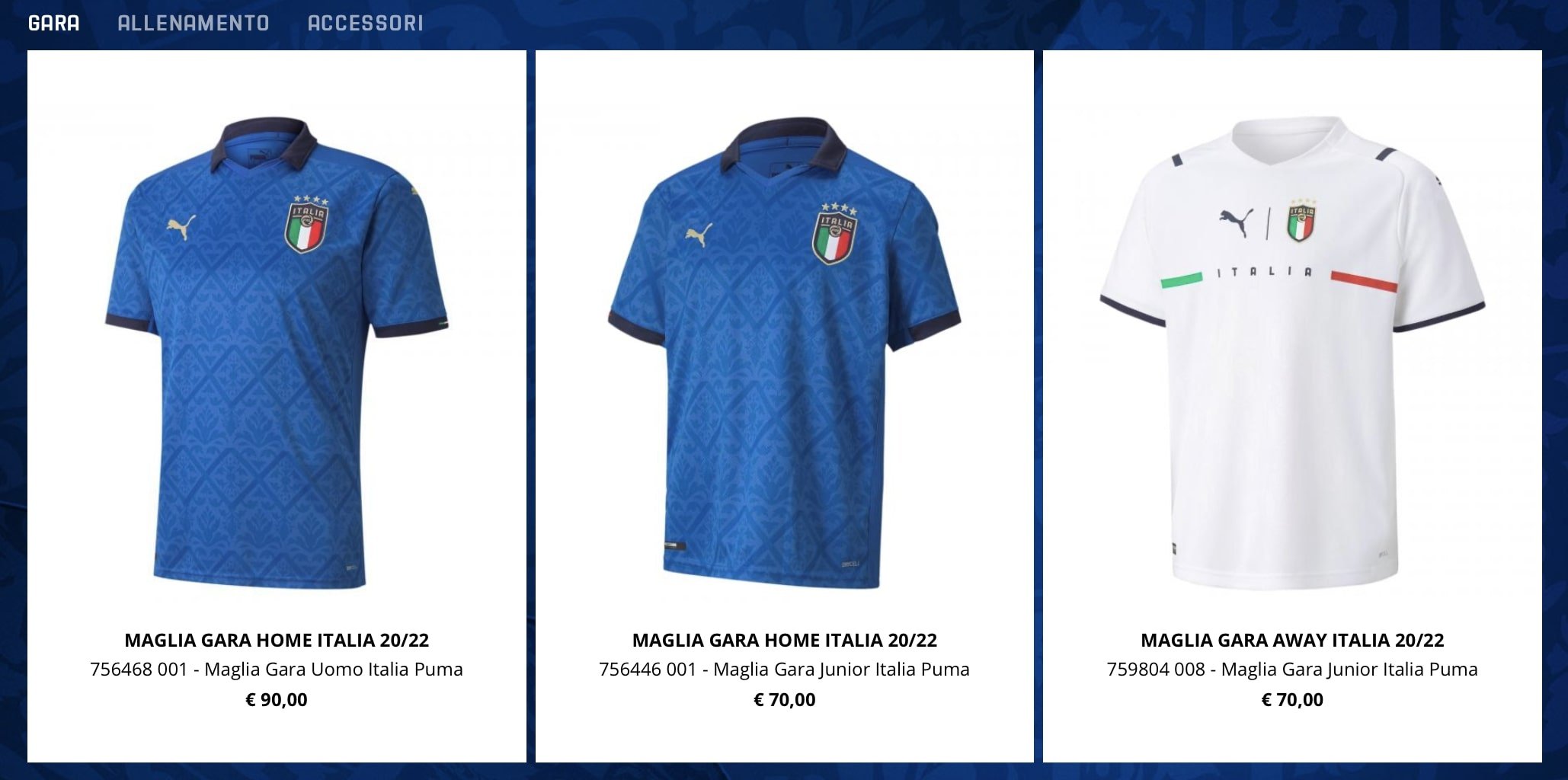 FIGC store magliette italia