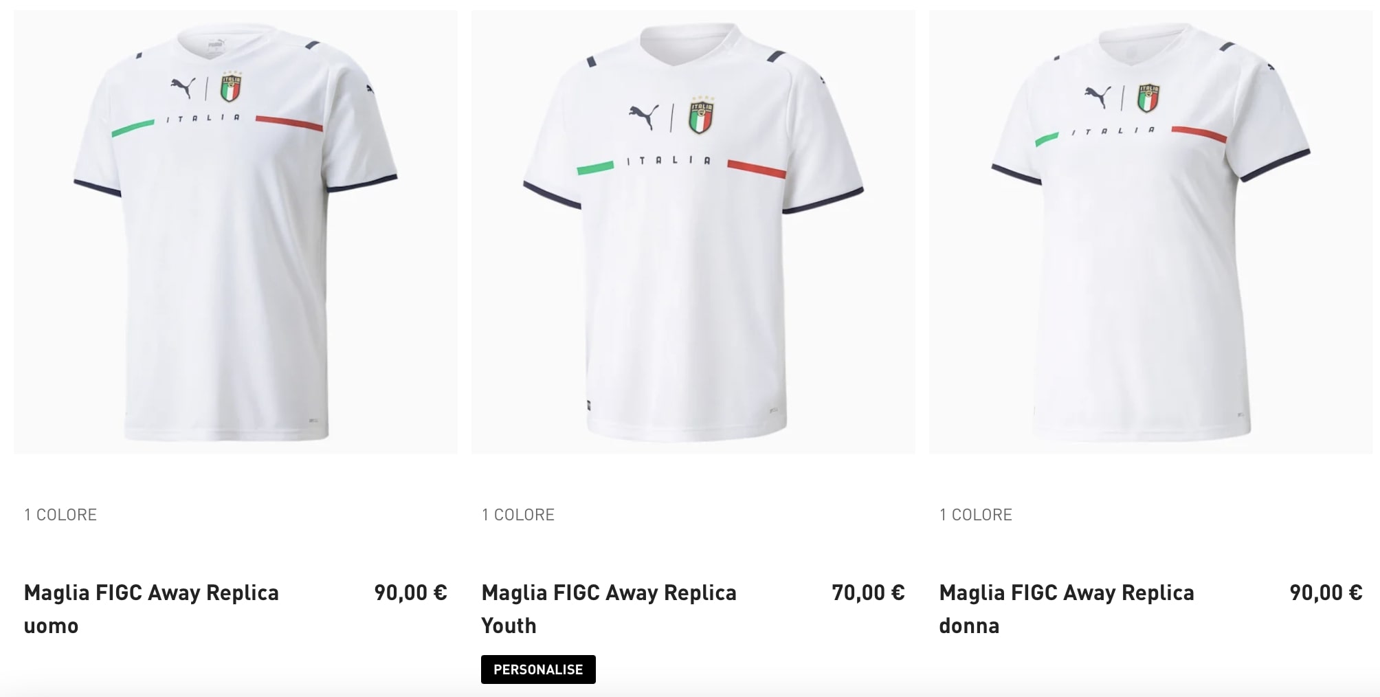 maglietta bianca nazionale italiana