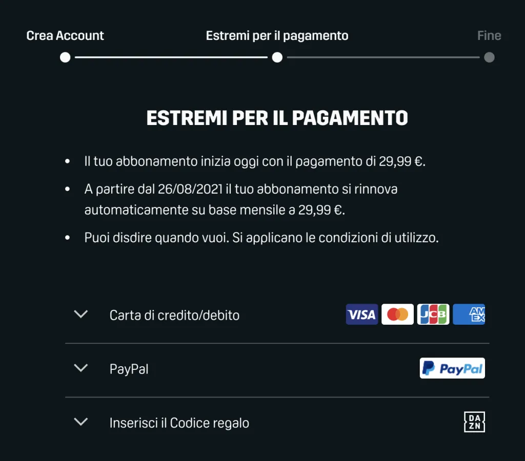 pagamento dazn