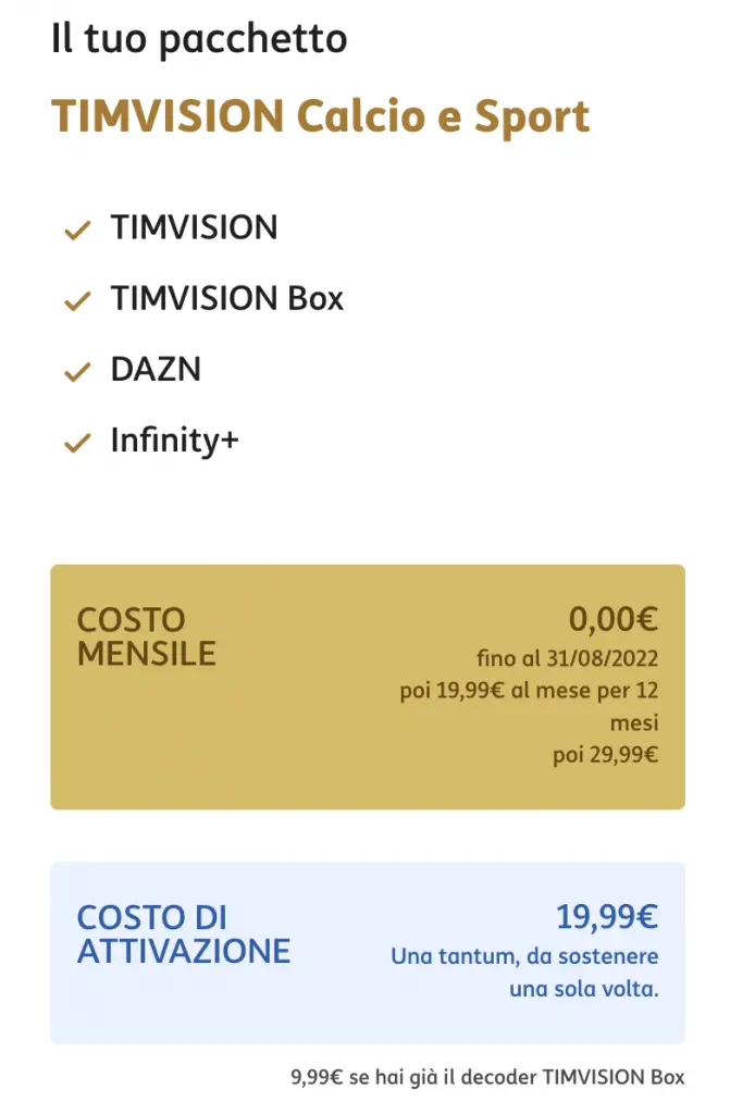 offerta timvision calcio