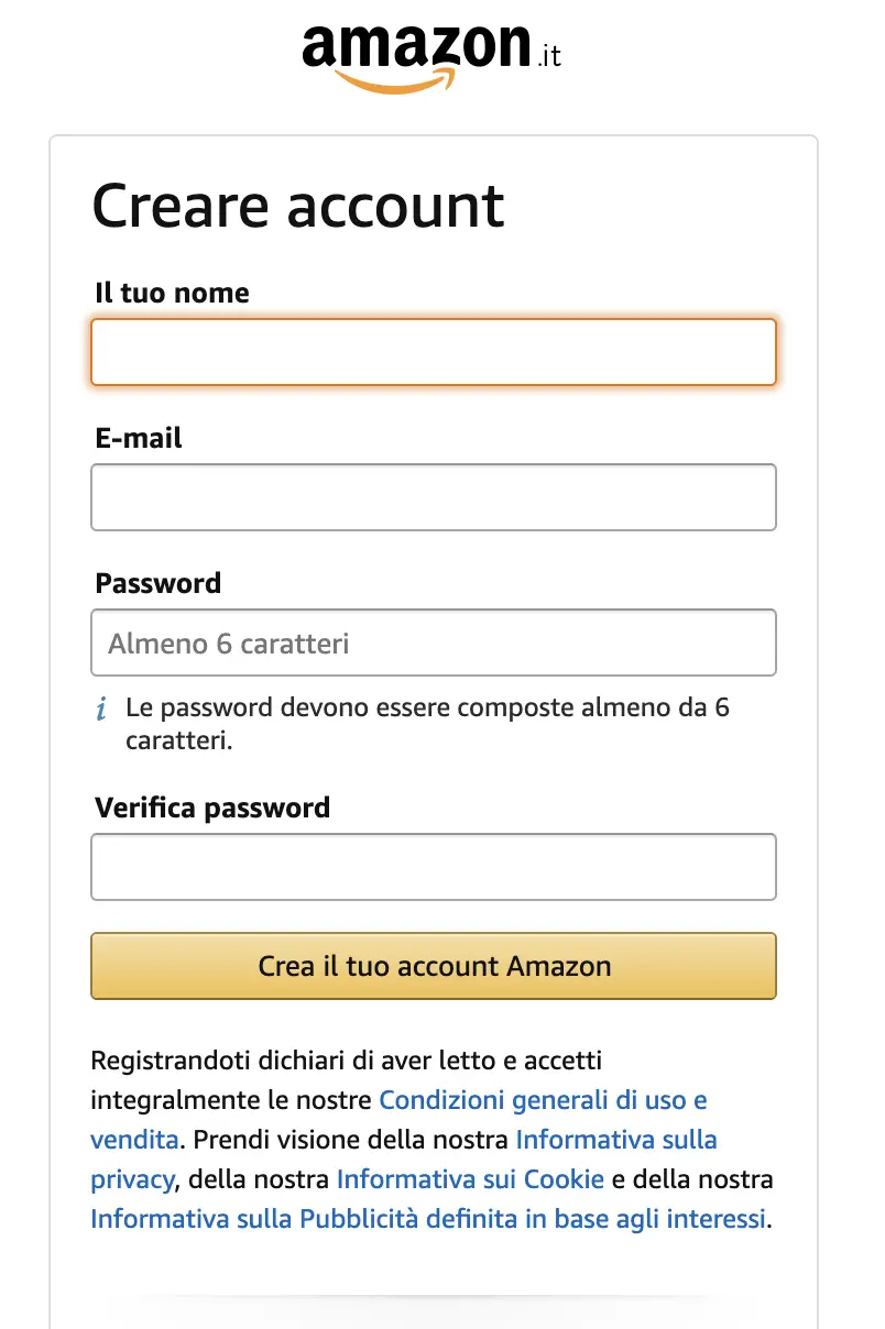 iscrizione amazon