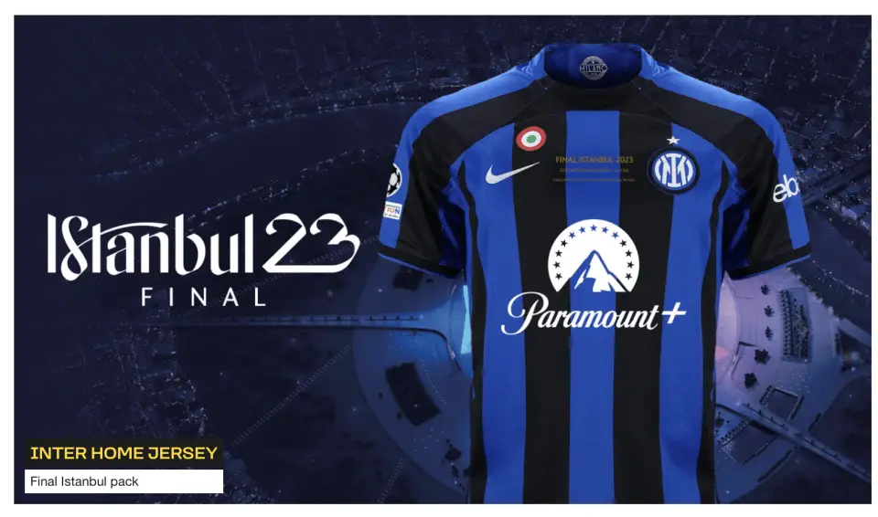 Dove comprare maglia Inter sponsor Paramount+ Finale di Champions