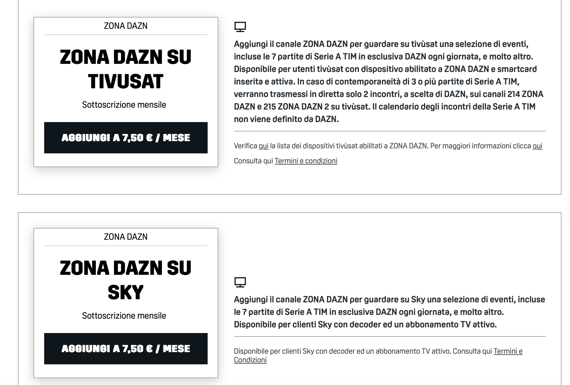 Come attivare Zona DAZN su Sky E TivùSat