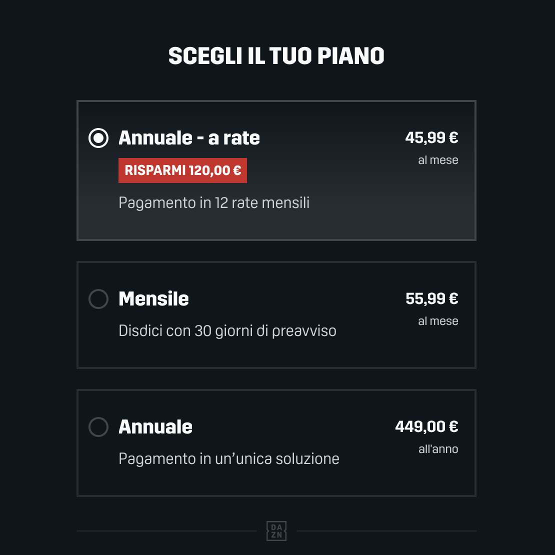 quanto costa dazn plus