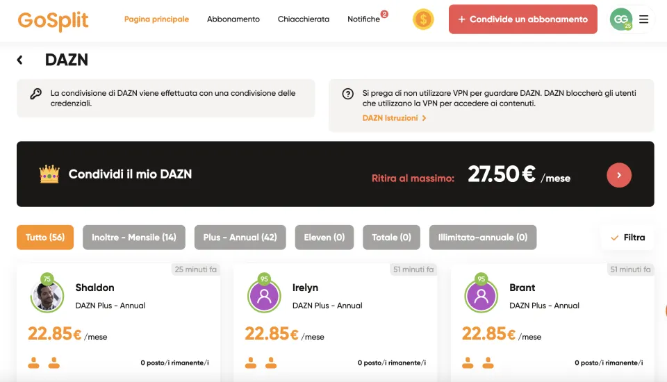 GoSplit Dazn