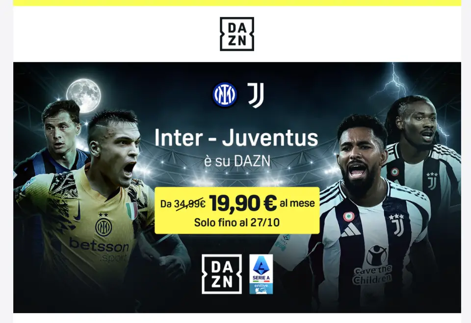 Offerta Dazn Inter Juve